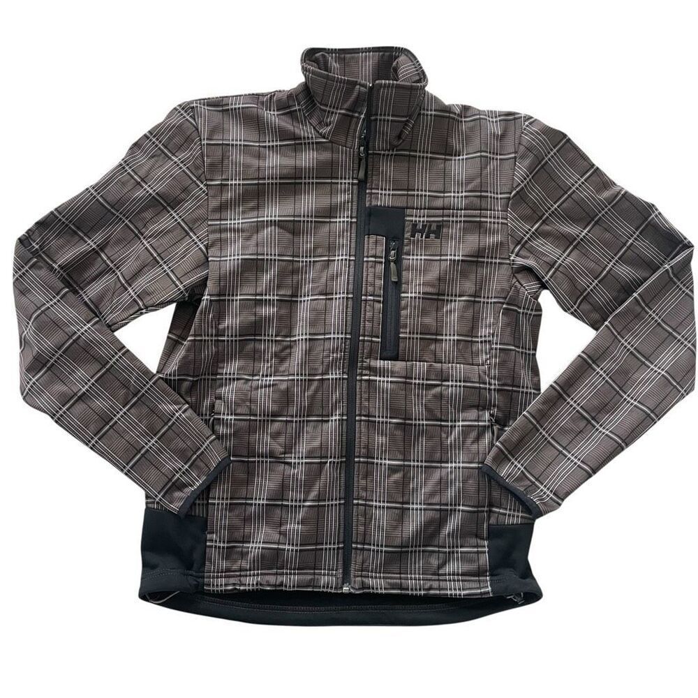 Helly Hansen Plaid Women’s Crew Mid layer Jacket Sz Medium Performance Full Zip